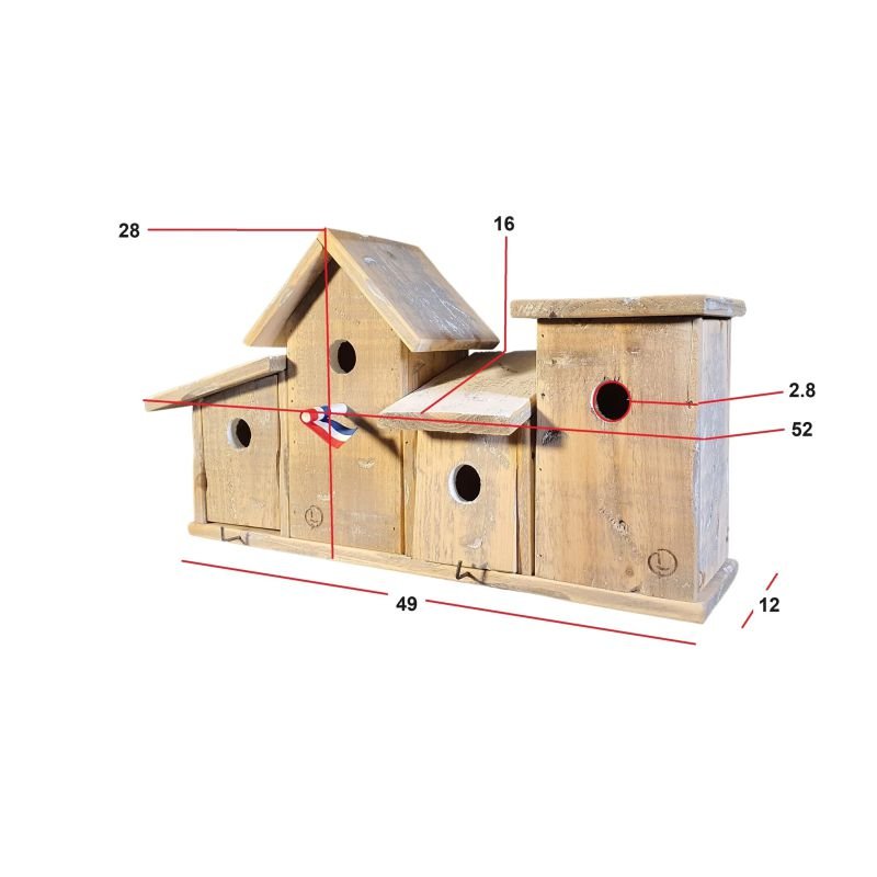Vogeldorp voor mussen met 32 mm invliegopening – Vogelhuis - 53 x 16 x 29 cm - Afbeelding 3