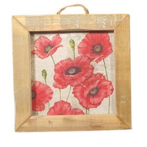 Houten wandtegel klaprozen – Dutch Mood houten woonaccessoire