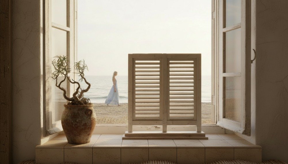 Houten shutter dubbel oud wit Ibiza White | Dutch Mood - Afbeelding 5