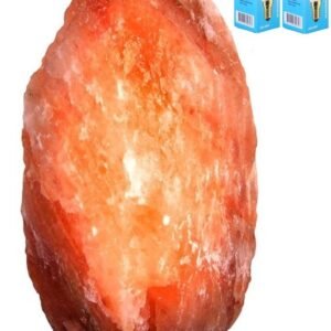Zoutlamp GROOT XXL 15-18kg met 2x Gloeilamp - Himalaya Zout 100% Natuurlijk - Tafellamp van Natuurlijk Haliet Zoutkristal met Sfeervol Warm Licht - Extra Lange Kabel 1.8mtr - c.a. 37x24cm