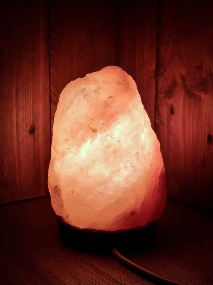 Mini Zoutlamp Klein 1-2kg met 2x Gloeilamp - 100% Himalaya Zout - Tafellamp van Natuurlijk Haliet Zoutkristal met Sfeervol Warm Licht - Extra Lange Kabel 1.8mtr - ca. 15x10cm