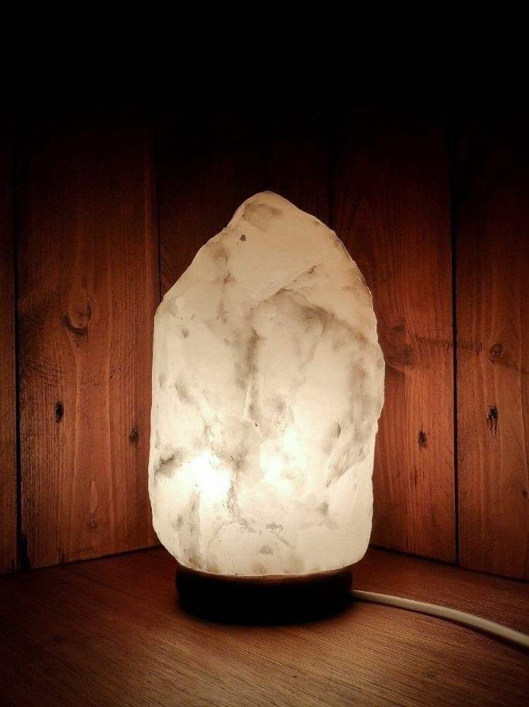 Zoutlamp Wit 4 tot 6kg - Witte Zoutsteen Lamp van Zout uit Dode Zee - ca. 22x15cm