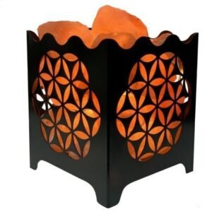 Zoutlamp - Himalaya Zoutstenen - Metalen Korfje - Geometrisch