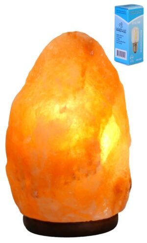 Zoutlamp 1-2kg met LEDLAMP - Himalaya Zout 100% Natuurlijk - Tafellamp met LED Lamp van Natuurlijk Haliet Zoutkristal met Sfeervol Warm Licht - Extra Lange Kabel 1.8mtr - ca. 20x13cm