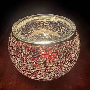 Handgemaakte Zwartzilver Mozaïek Theelichthouder 11x11x9 cm