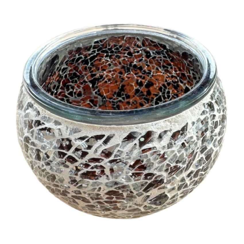 Handgemaakte Zwartzilver Mozaïek Theelichthouder 11x11x9 cm - Afbeelding 2