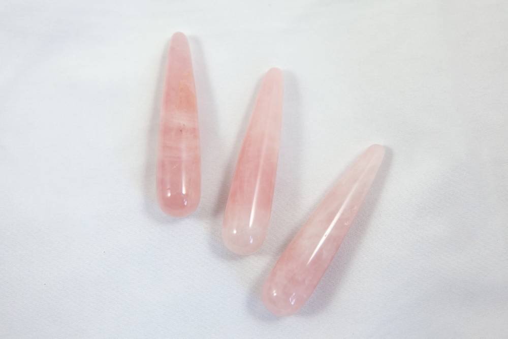 Massage Griffel - Rozekwarts - Kristal / Edelsteen - ca. 8cm - Afbeelding 2