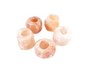 5x Waxinelichthouder Zoutsteen Middel - 9x9x8cm