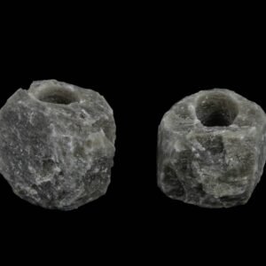 2x Waxinelichthouder Zoutsteen Zwart - Middel - 9x9x8cm
