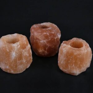 3x Waxinelichthouder Zoutsteen - Extra Groot - 10x8cm