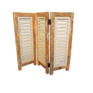 Houten raamshutter 3-luik naturel 52 cm Old Dutch van Dutch Mood met lichtgrijze lamellen