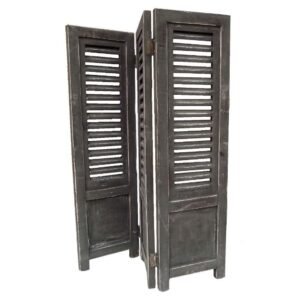 Houten raamshutter 3-luik zwart 70 cm Black Berlin van Dutch Mood, uitgevouwen vooraanzicht