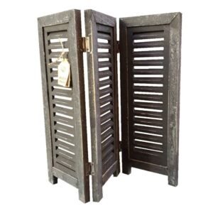 Houten raamshutter 3-luik zwart 52 cm Black Berlin van Dutch Mood, uitgevouwen vooraanzicht