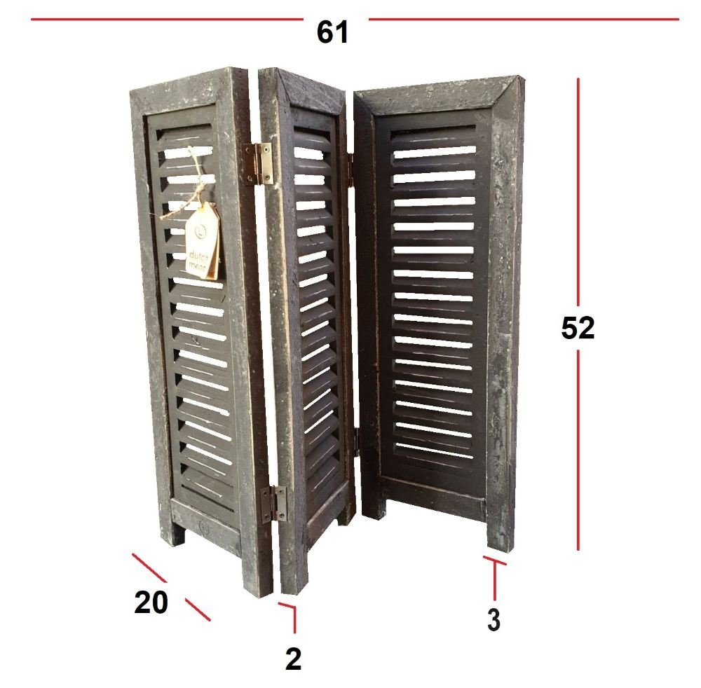 Raamshutter zwart 52 cm met maten: 61 cm breed, 52 cm hoog, 2 cm dik