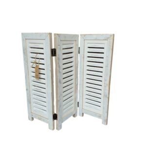 Houten raamshutter 3-luik wit 52 cm Ibiza White van Dutch Mood, verweerd wit hout